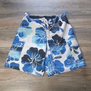 Board Shorts Men Hang Ten Large Blue Floral Hawaiian Swim Trunks 36 In Waist